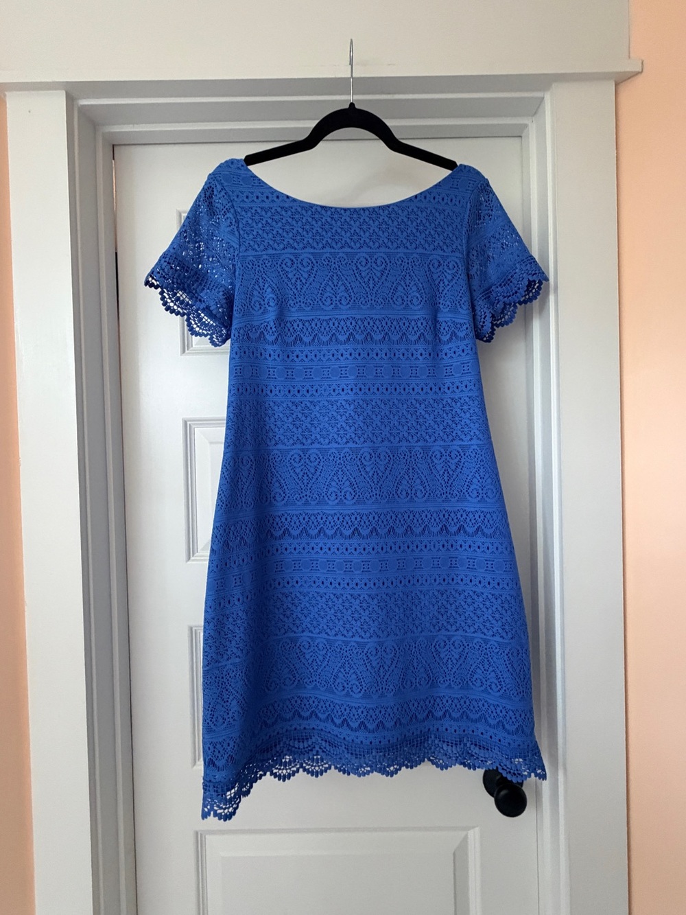 London Times Royal Blue Lace Shift Mini Dress